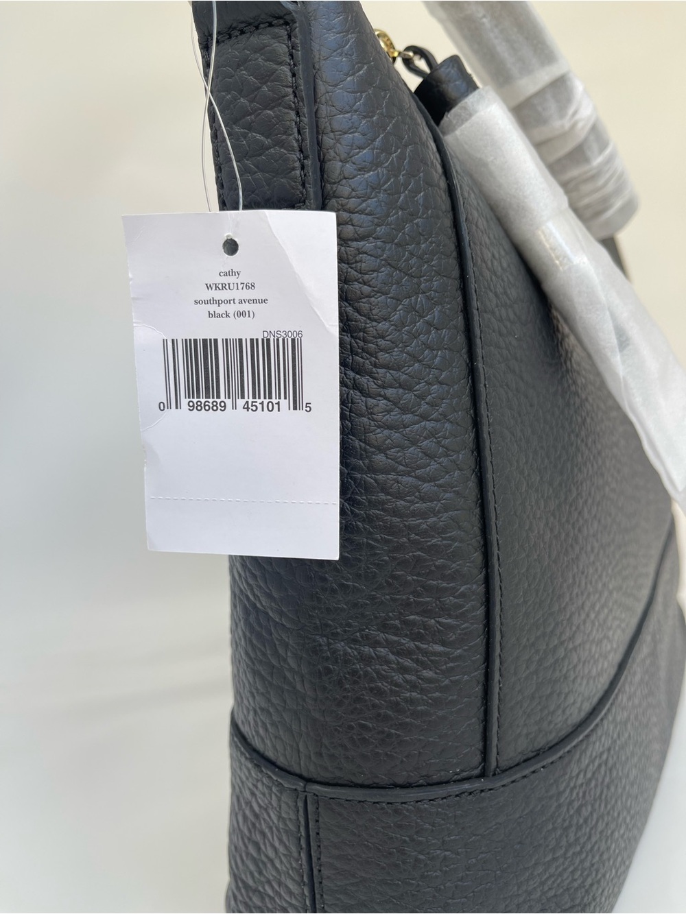 kate spade Black Pebbled Leather Hobo Shoulder Bag with Gold Logo - Picture 3 of 7